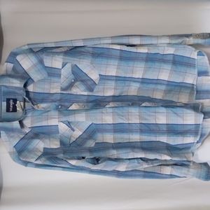 Blue plaid pearl snap
